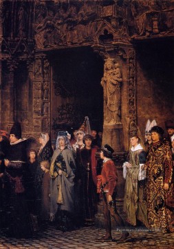 Laissant l’église au XVe siècle romantique Sir Lawrence Alma Tadema Peinture à l'huile